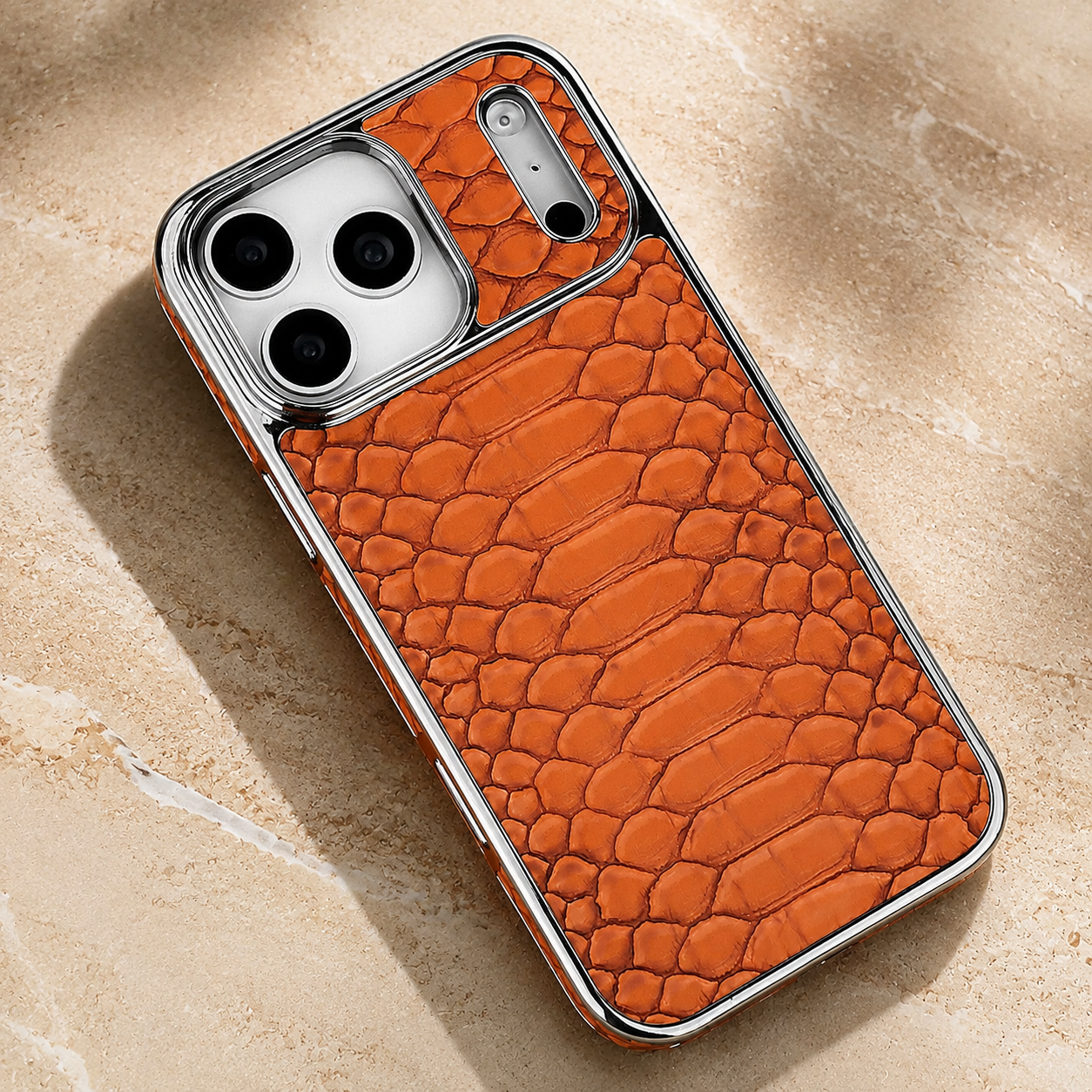 Premium iPhone Case Snake Pattern Leather Protective Cover Soft Flannel Lining Scratch Resistant Wireless Charging Slim Full Coverage