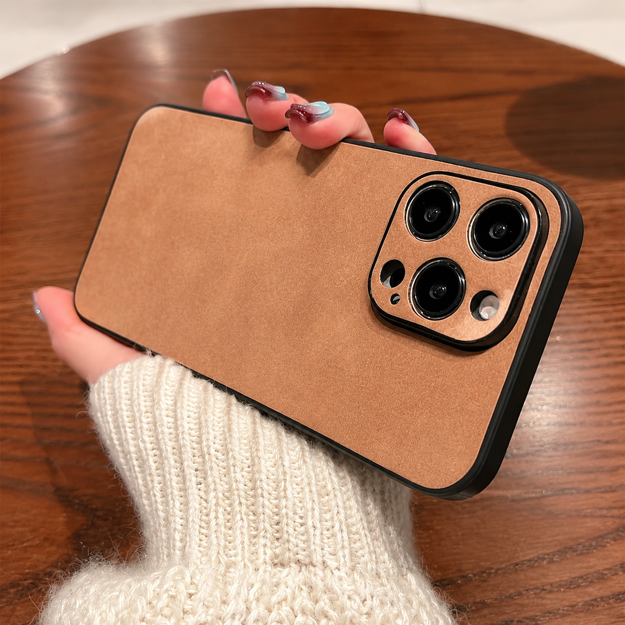 Premium iPhone Case Suede Leather Cover with Soft Silicone Edges Shockproof Camera Lens Protection Anti Scratch Non Slip Ultra Thin Slim Protective Design