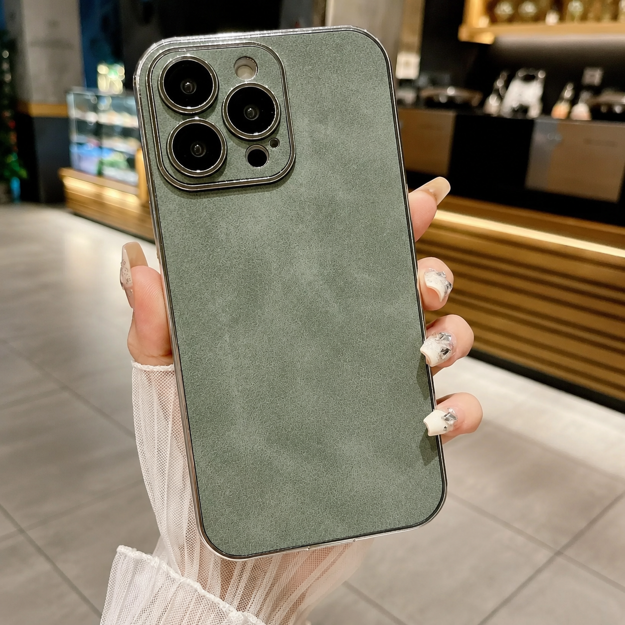 Premium iPhone Case Suede Leather Cover with Soft Silicone Edges Shockproof Camera Lens Protection Anti Scratch Non Slip Ultra Thin Slim Protective Design