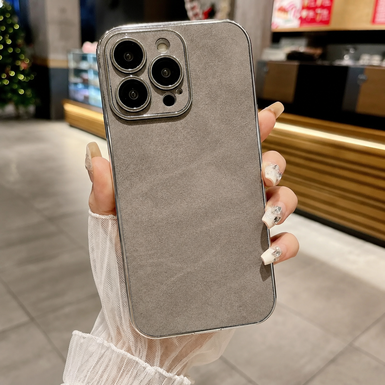 Premium iPhone Case Suede Leather Cover with Soft Silicone Edges Shockproof Camera Lens Protection Anti Scratch Non Slip Ultra Thin Slim Protective Design