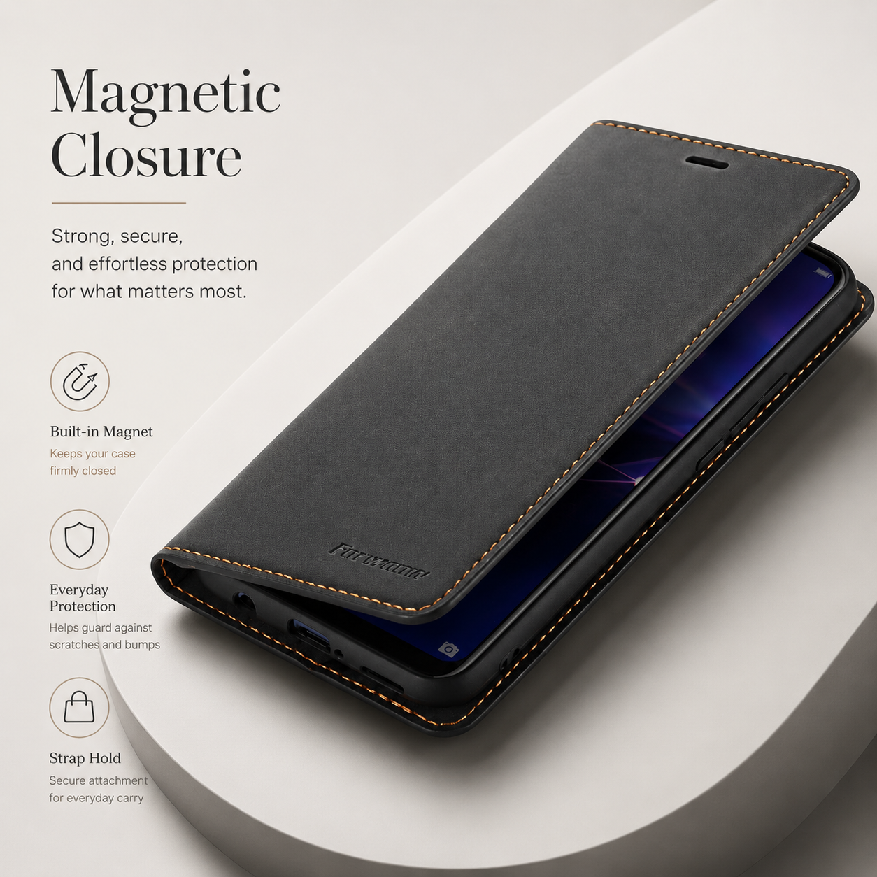 Premium iPhone Case Suede Leather Wallet Flip Cover Card Holder Magnetic Closure Shockproof Full Body Protection Slim Protective Design