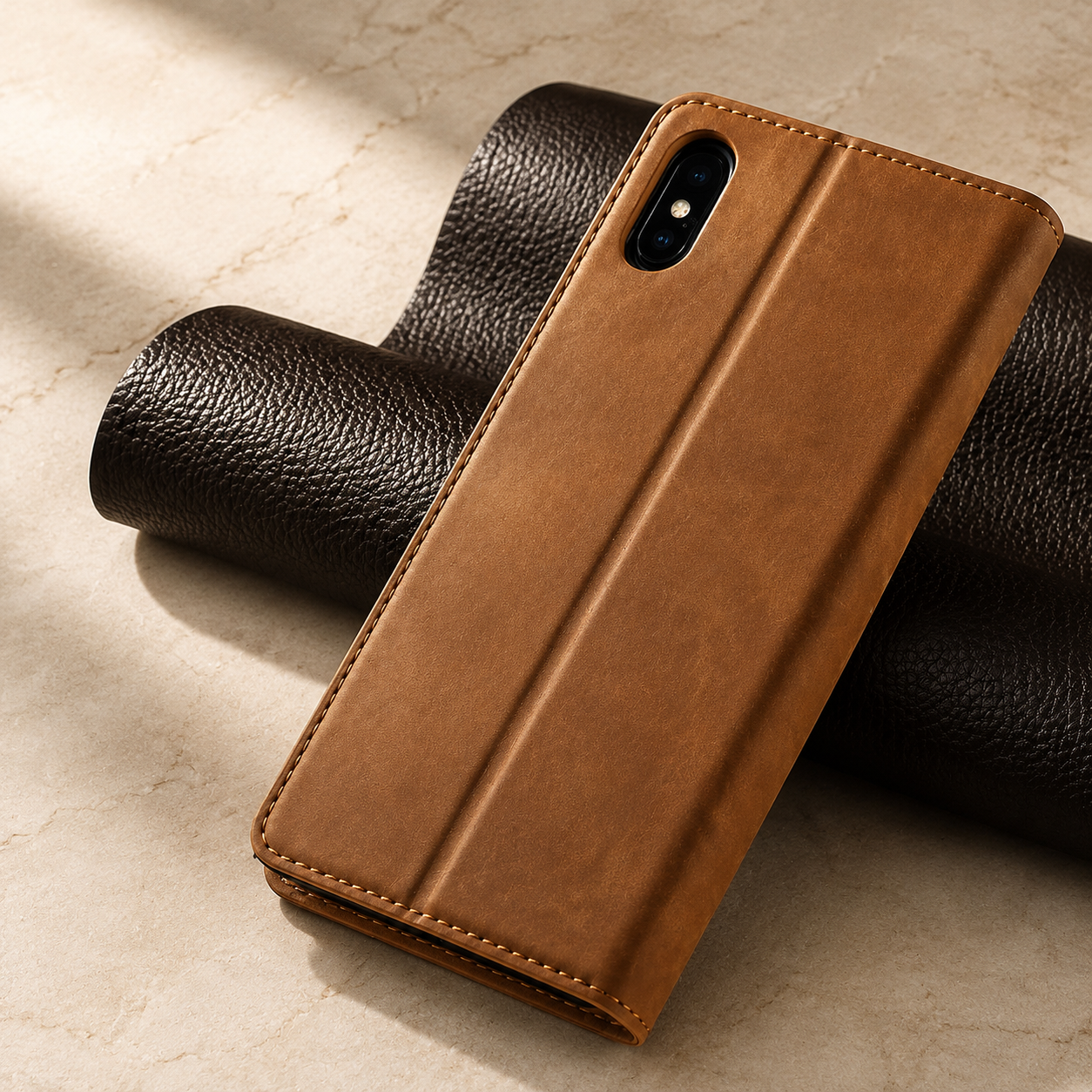 Premium iPhone Case Suede Leather Wallet Flip Cover Magnetic Closure Card Holder Shockproof Protective Cover Slim Luxury Design