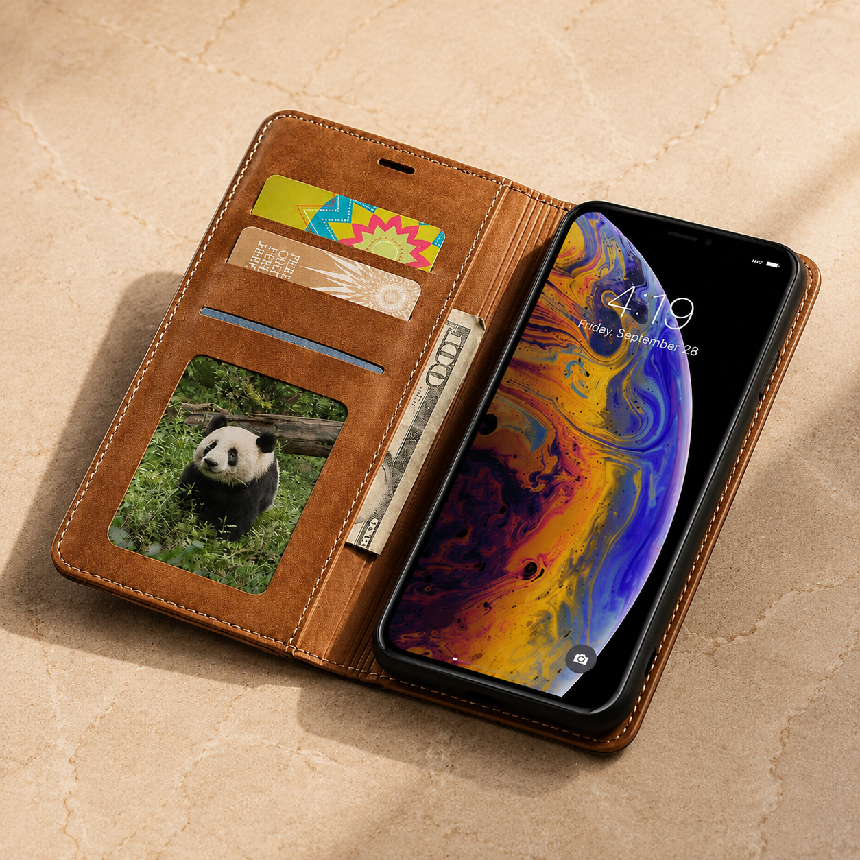 Premium iPhone Case Suede Leather Wallet Flip Cover Magnetic Closure Card Holder Shockproof Protective Cover Slim Luxury Design
