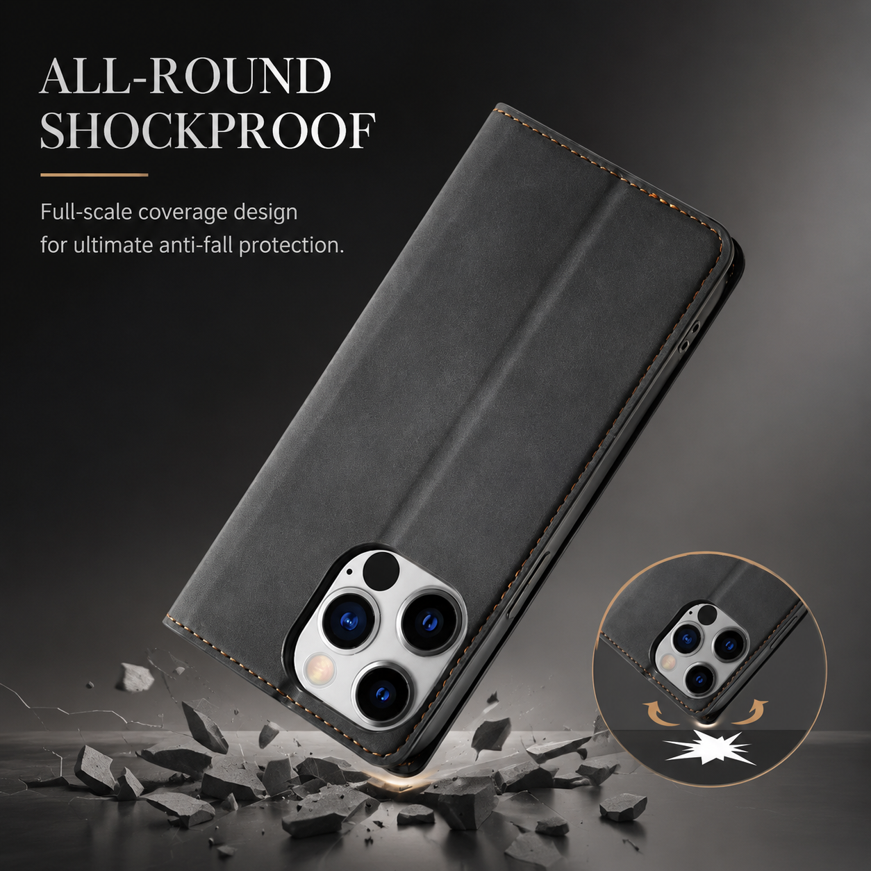 Premium iPhone Case Suede Leather Wallet Flip Cover Magnetic Closure Card Holder Shockproof Protective Cover Slim Luxury Design