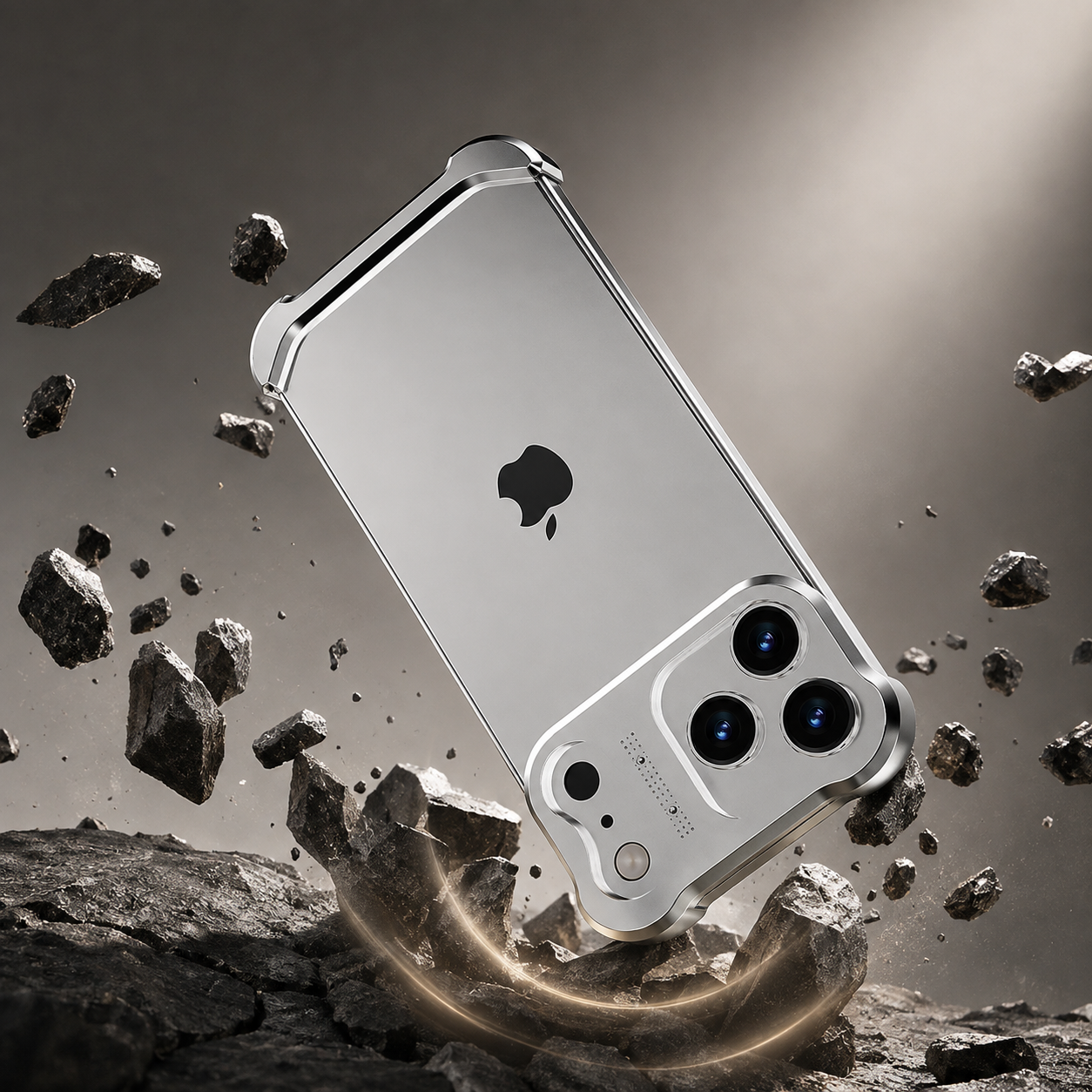 Premium iPhone Case Titanium Alloy Borderless Bumper Metal Frame Camera Lens Protection Shockproof Matte Anti Slip Lightweight Protective Design Cover