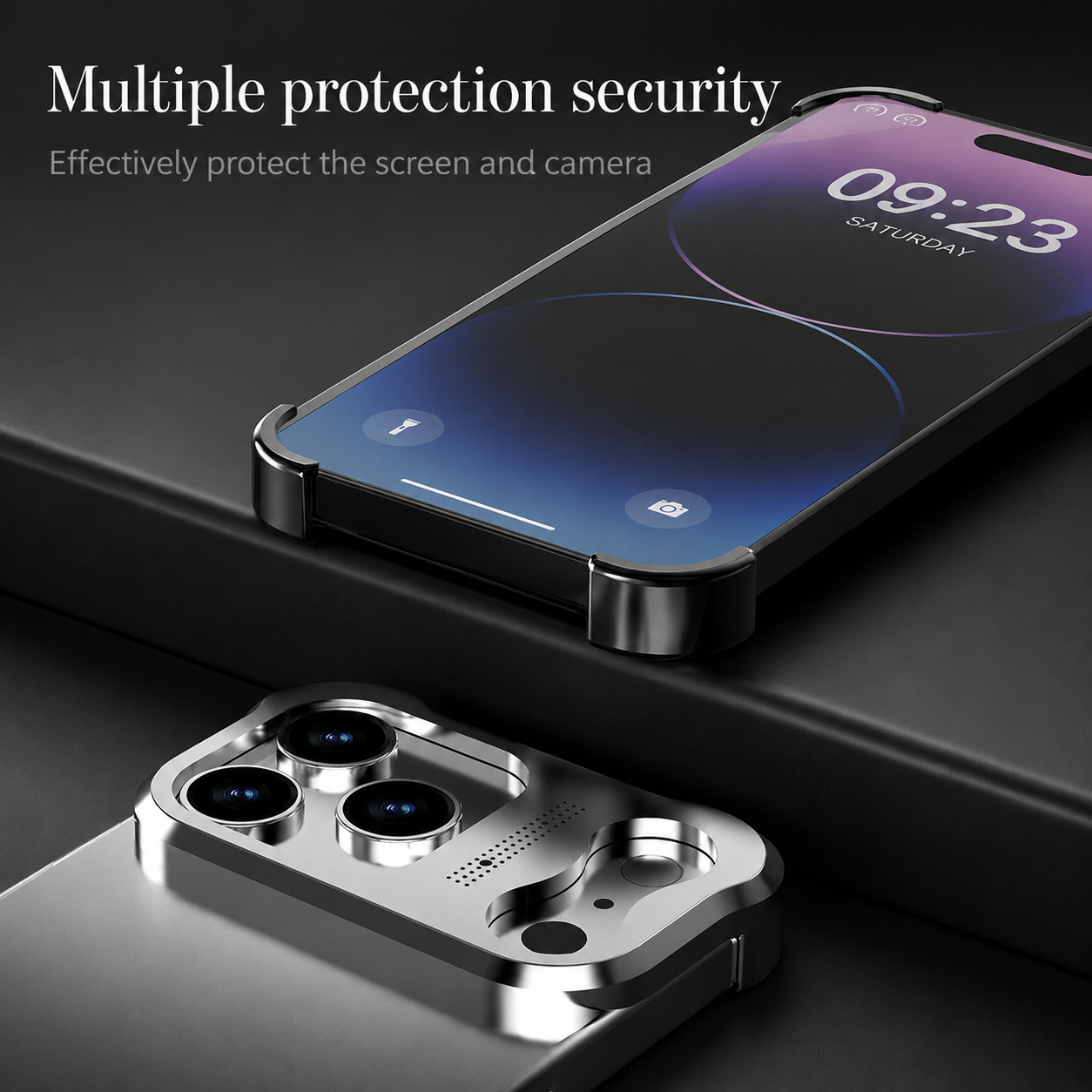 Premium iPhone Case Titanium Alloy Borderless Bumper Metal Frame Camera Lens Protection Shockproof Matte Anti Slip Lightweight Protective Design Cover