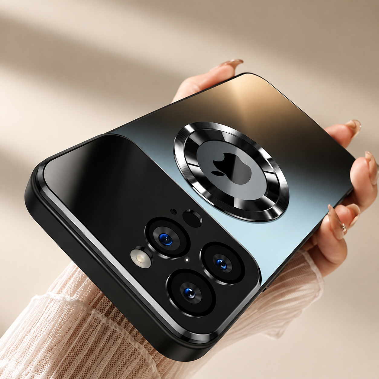 Premium iPhone Case Titanium MagSafe Compatible Magnetic Cover Glass Camera Lens Protection Shockproof Anti Fingerprint Anti Scratch Half Wrapped Design
