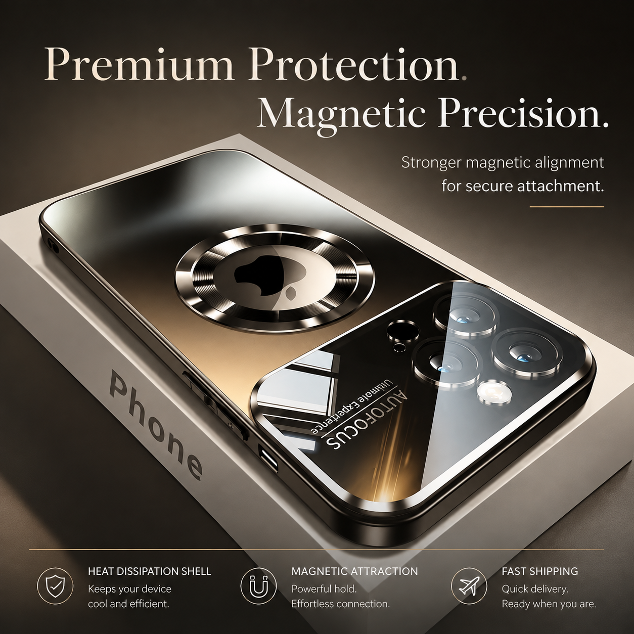 Premium iPhone Case Titanium MagSafe Compatible Magnetic Cover Glass Camera Lens Protection Shockproof Anti Fingerprint Anti Scratch Half Wrapped Design