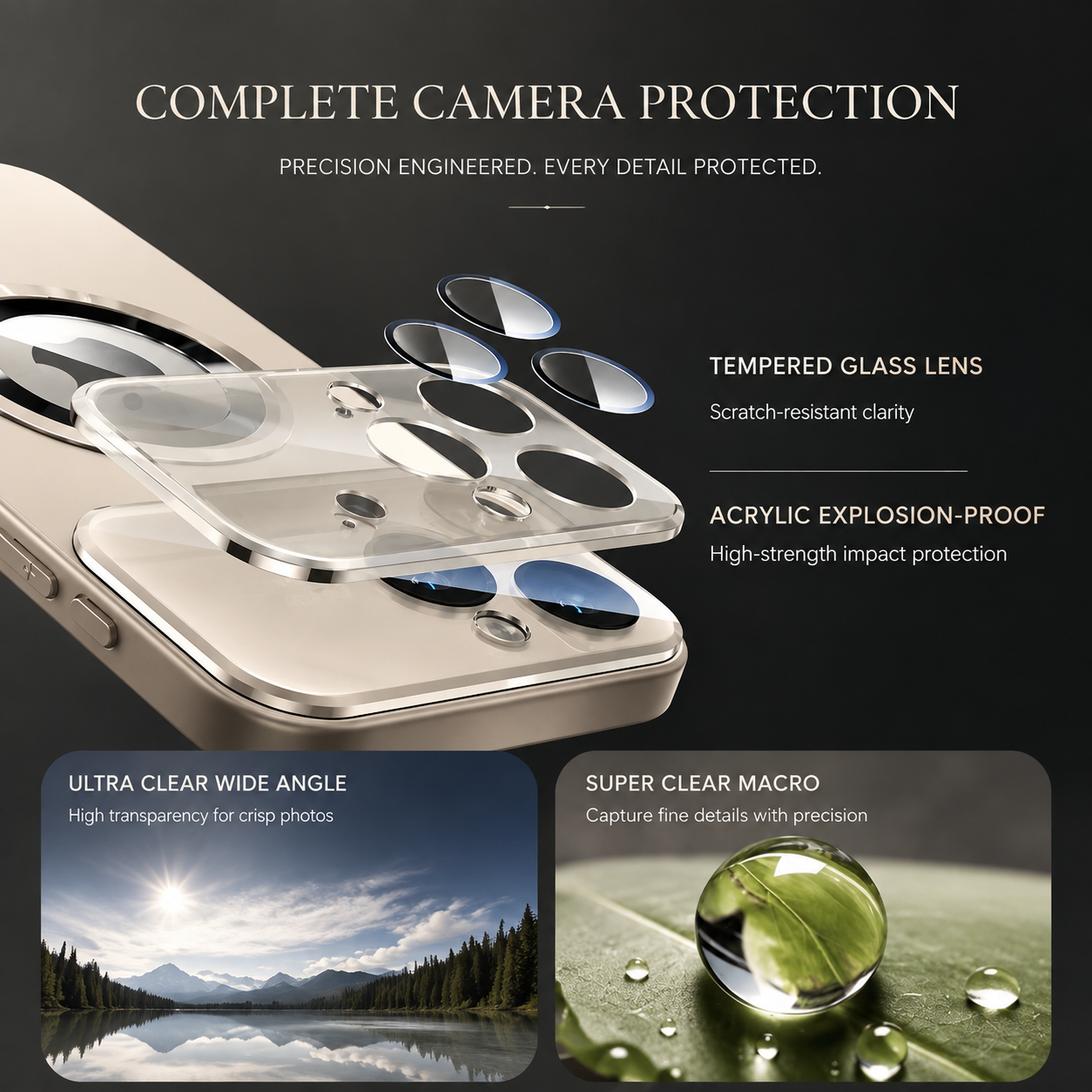 Premium iPhone Case Titanium MagSafe Compatible Magnetic Cover Glass Camera Lens Protection Shockproof Anti Fingerprint Anti Scratch Half Wrapped Design