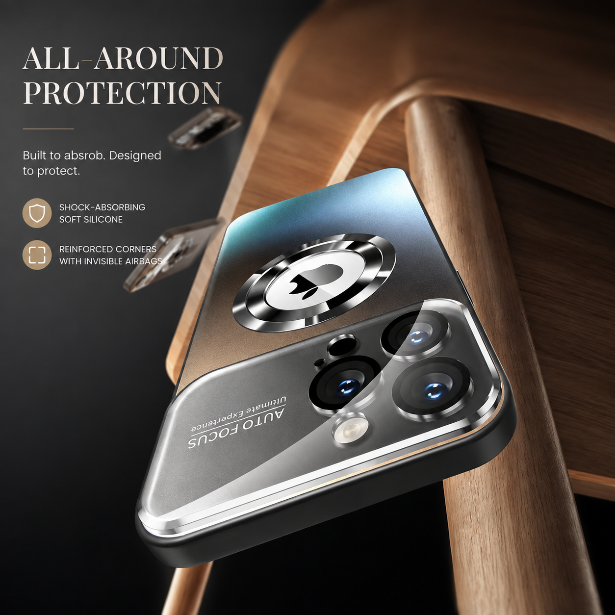 Premium iPhone Case Titanium MagSafe Compatible Magnetic Cover Glass Camera Lens Protection Shockproof Anti Fingerprint Anti Scratch Half Wrapped Design