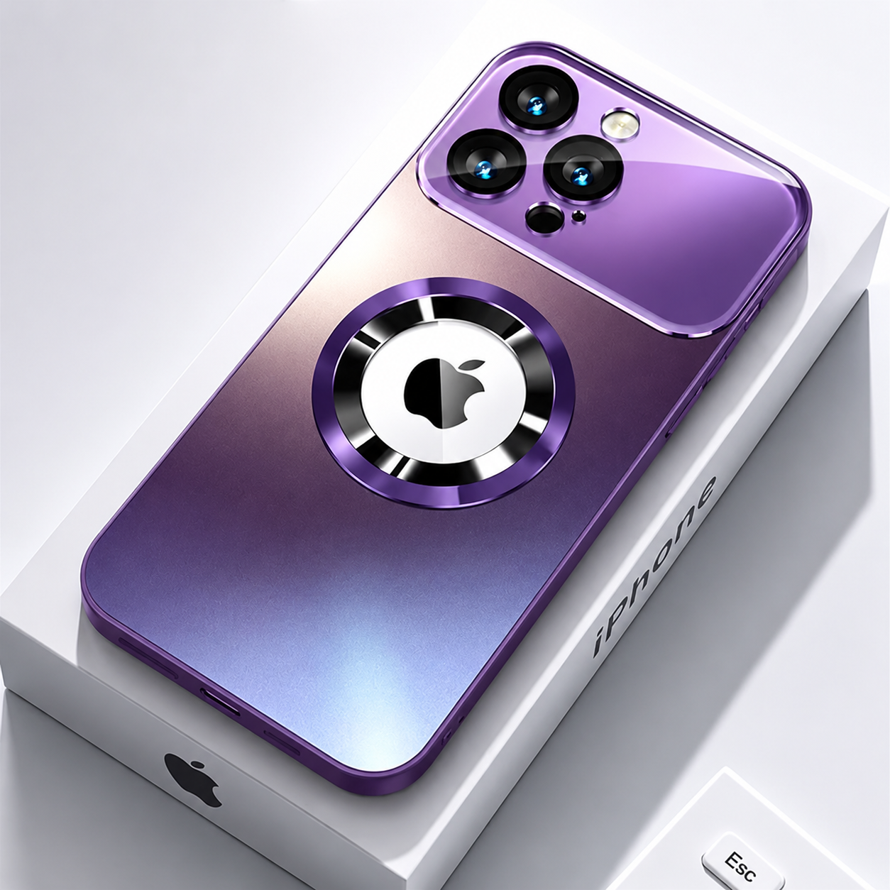 Premium iPhone Case Titanium MagSafe Compatible Magnetic Cover Glass Camera Lens Protection Shockproof Anti Fingerprint Anti Scratch Half Wrapped Design