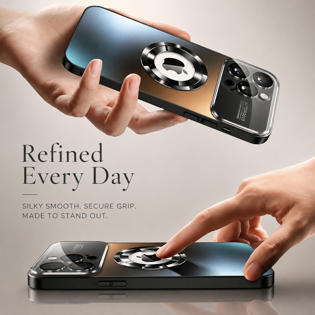 Premium iPhone Case Titanium MagSafe Compatible Magnetic Cover Glass Camera Lens Protection Shockproof Anti Fingerprint Anti Scratch Half Wrapped Design