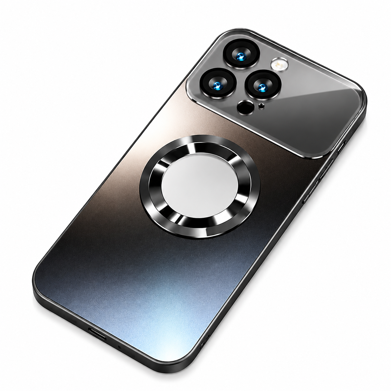 Premium iPhone Case Titanium MagSafe Compatible Magnetic Cover Glass Camera Lens Protection Shockproof Anti Fingerprint Anti Scratch Half Wrapped Design