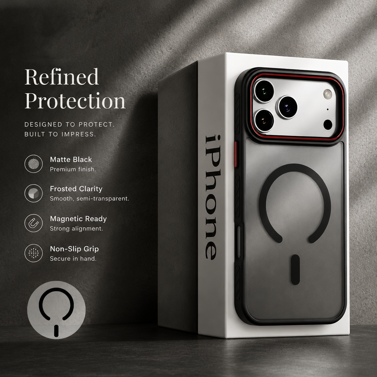 Premium iPhone Case Transparent Matte MagSafe Compatible Magnetic Protective Cover Shockproof Frame Camera Lens Protector Slim Design