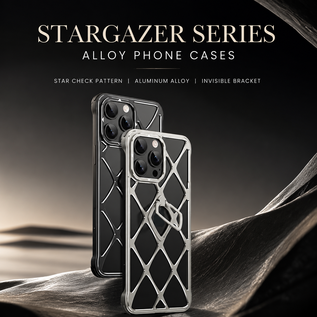 Premium iPhone Case Ultra Light Metal Bracket Cover MagSafe Compatible Heat Dissipation Shockproof Kickstand Camera Lens Protection Slim Design