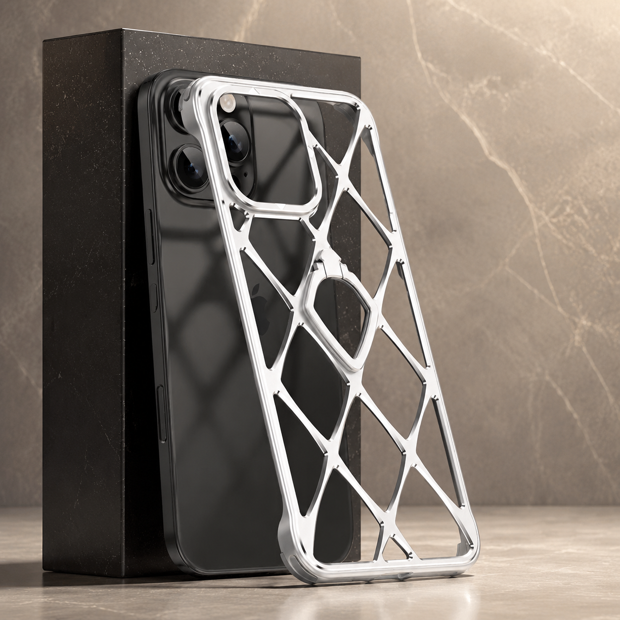 Premium iPhone Case Ultra Light Metal Bracket Cover MagSafe Compatible Heat Dissipation Shockproof Kickstand Camera Lens Protection Slim Design