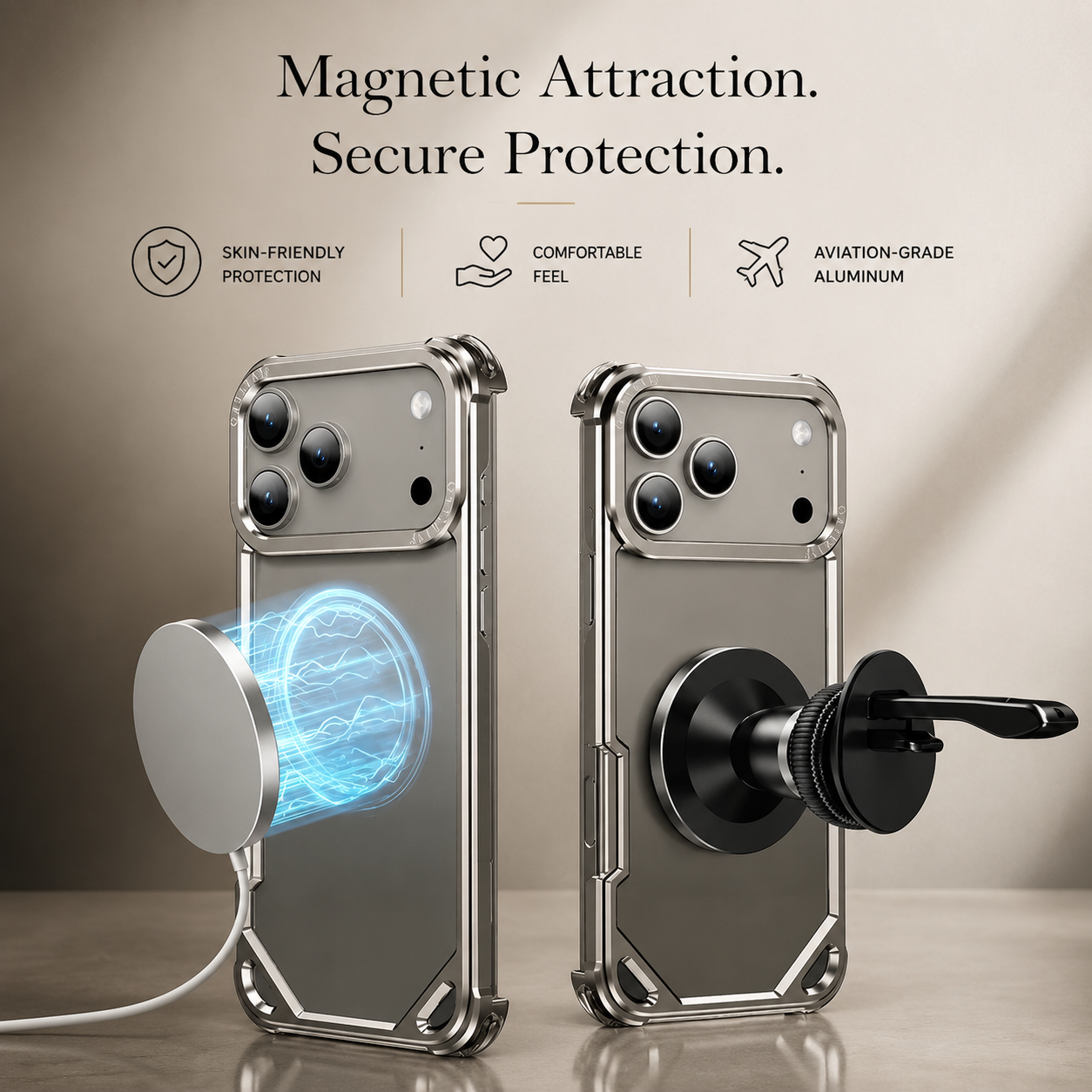 Premium iPhone Case Ultra Thin Aluminum Alloy Protective Cover Wireless Charging Compatible Shockproof Anti Scratch Slim Metal Full Coverage