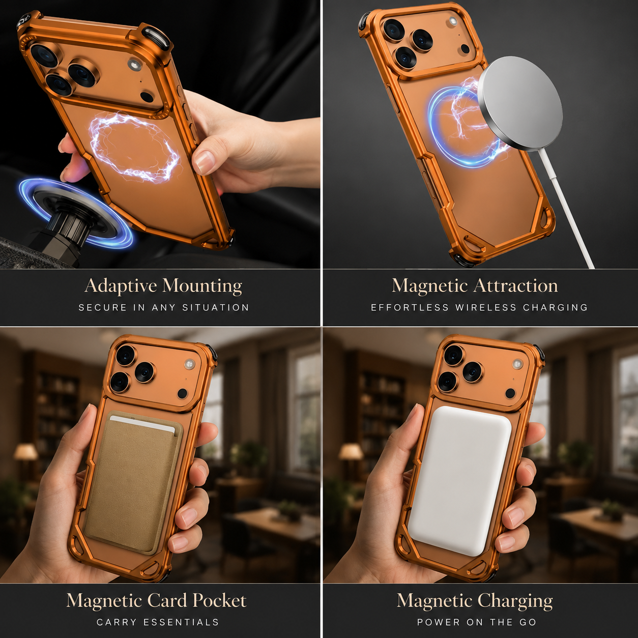 Premium iPhone Case Ultra Thin Aviation Aluminum Metal Frame Bumper Shockproof Protective Cover Wireless Charging Compatible Minimalist Half Wrapped Design