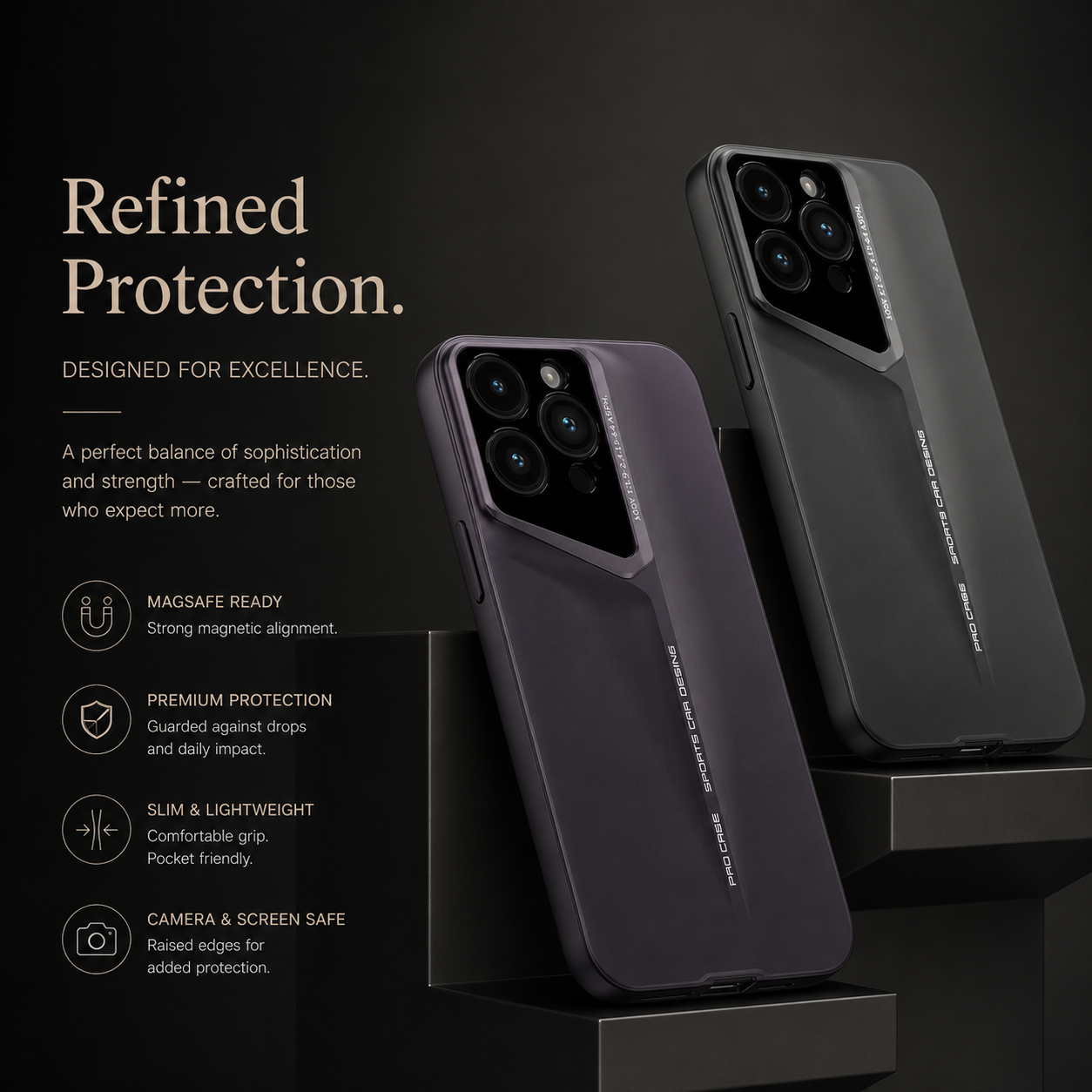 Premium iPhone Case Ultra Thin Blade Shockproof Protective Cover Titanium Style Slim Hard Shell Camera Lens Protection Anti Scratch Full Coverage