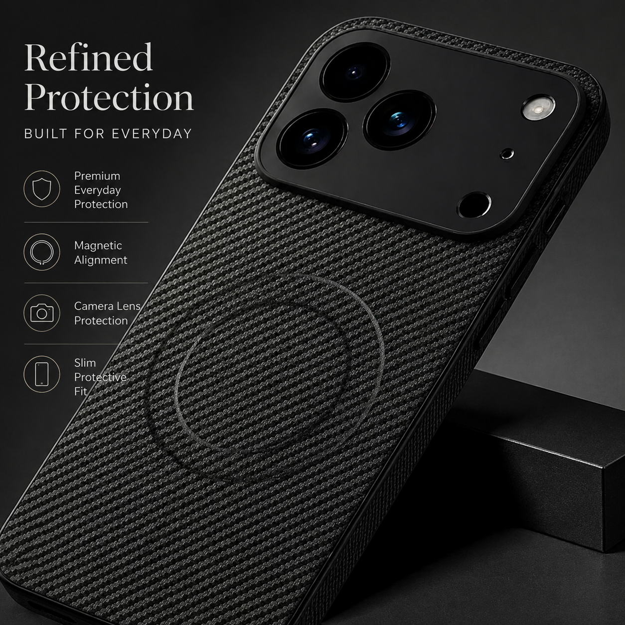 Premium iPhone Case Ultra Thin Carbon Fiber Magnetic Protective Cover Shockproof Wireless Charging Compatible Scratch Resistant Slim Full Coverage