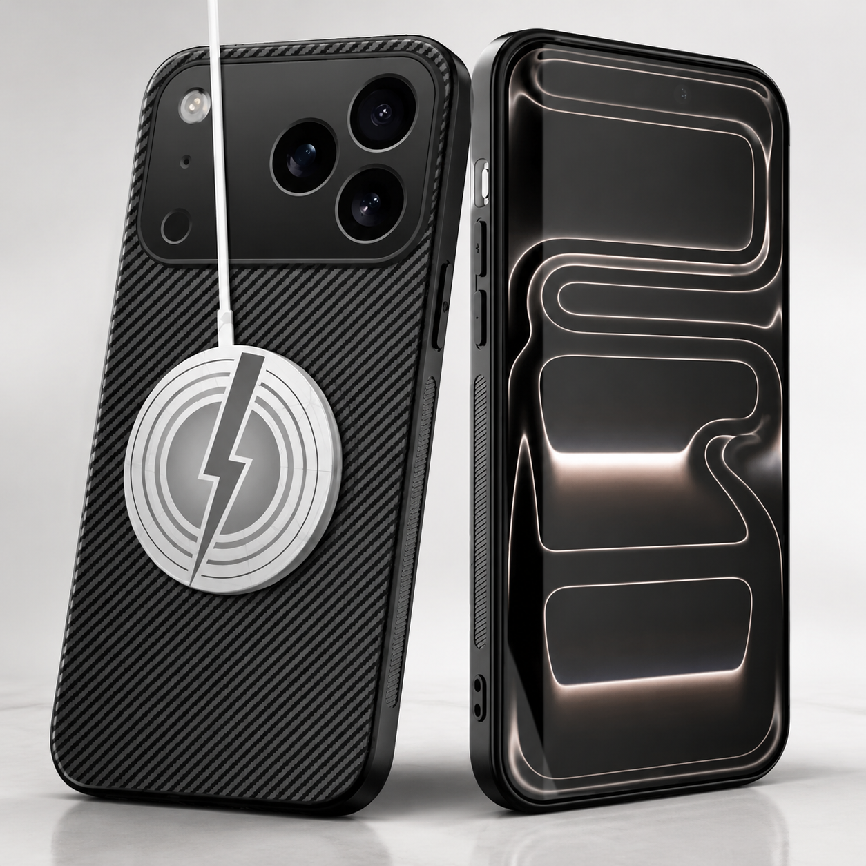 Premium iPhone Case Ultra Thin Carbon Fiber Magnetic Protective Cover Shockproof Wireless Charging Compatible Scratch Resistant Slim Full Coverage