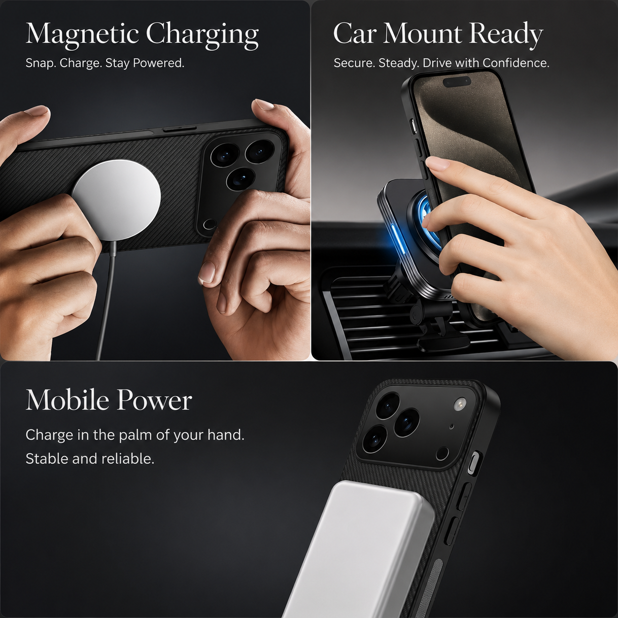 Premium iPhone Case Ultra Thin Carbon Fiber Magnetic Protective Cover Shockproof Wireless Charging Compatible Scratch Resistant Slim Full Coverage