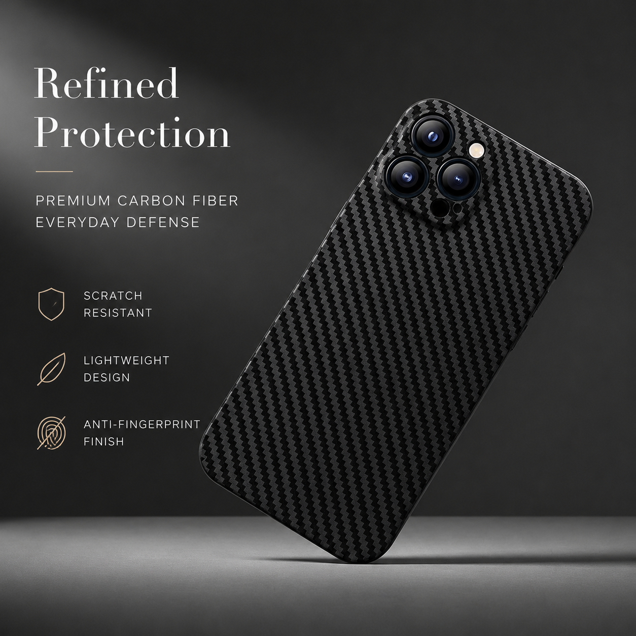 Premium iPhone Case Ultra Thin Carbon Fiber Matte Protective Cover PP Back Panel Lightweight Slim Scratch Resistant Minimalist Design