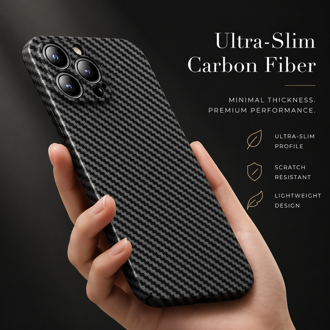 Premium iPhone Case Ultra Thin Carbon Fiber Matte Protective Cover PP Back Panel Lightweight Slim Scratch Resistant Minimalist Design