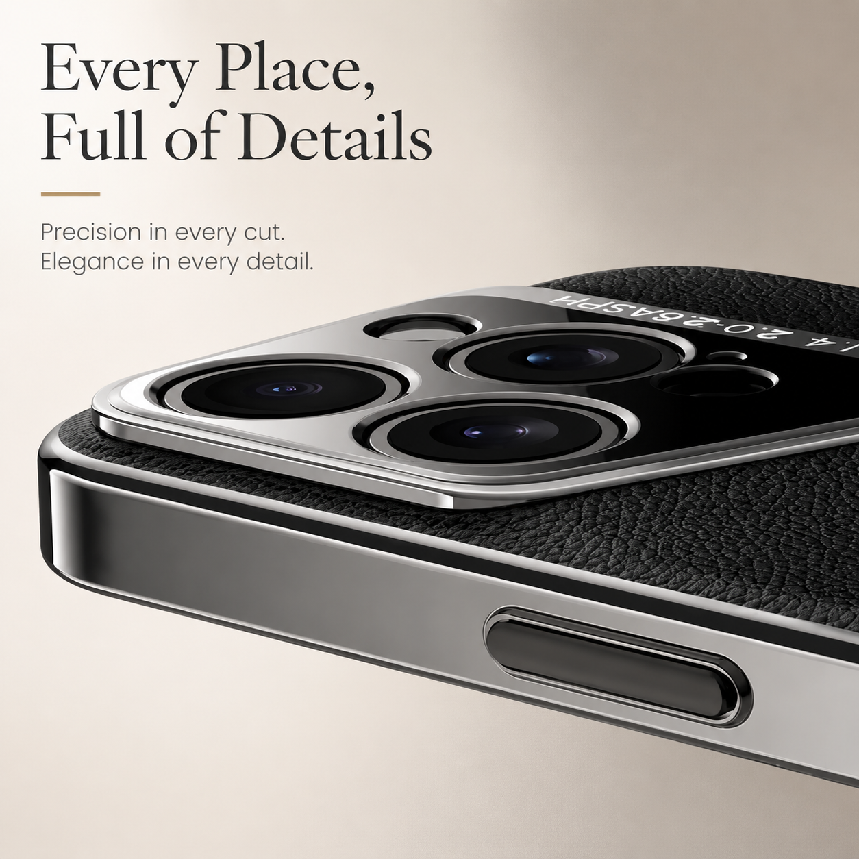 Premium iPhone Case Vegan Leather Hard Back Protective Cover Camera Lens Protection Anti-Fingerprint Anti-Scratch Slim Lightweight Wireless Charging Compatible Full Coverage