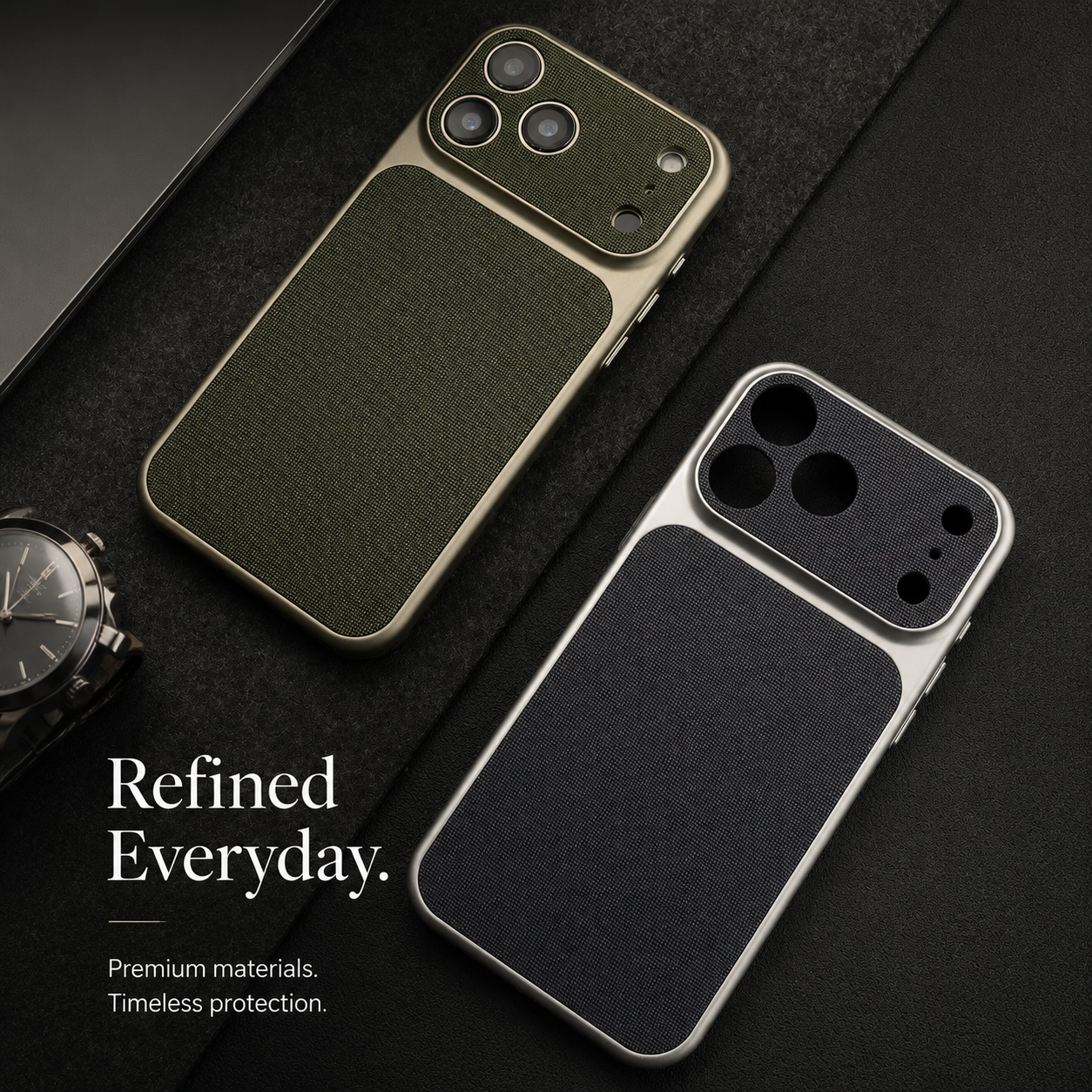 Premium iPhone Case Vintage Woven Leather Texture Magnetic Shockproof PC Plating Armor Hard Back Cover Anti Scratch Camera Protection Slim Full Coverage