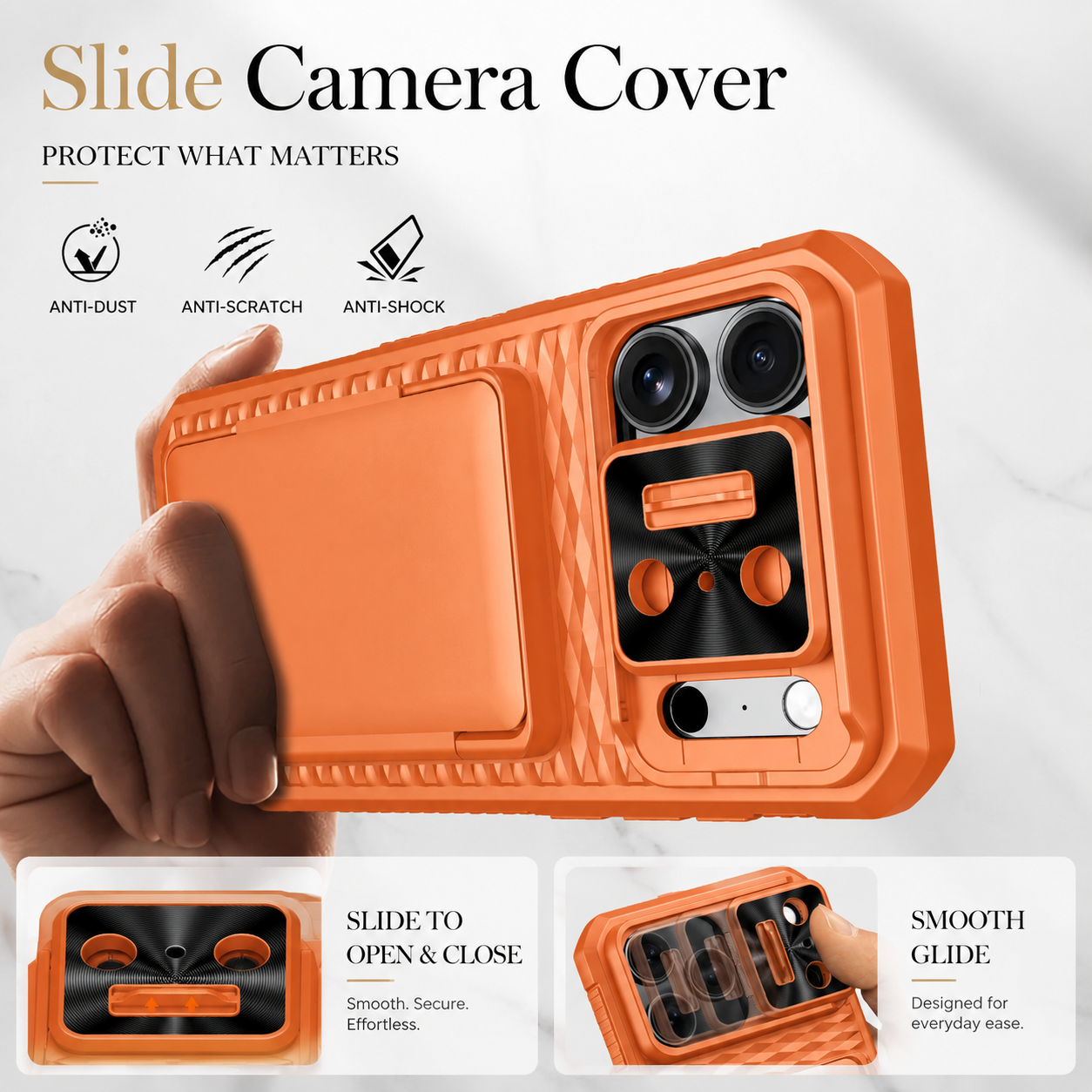 Premium iPhone Case Wallet Card Holder Sliding Camera Cover Foldable Stand Shockproof PC TPU Protective Full Coverage Design
