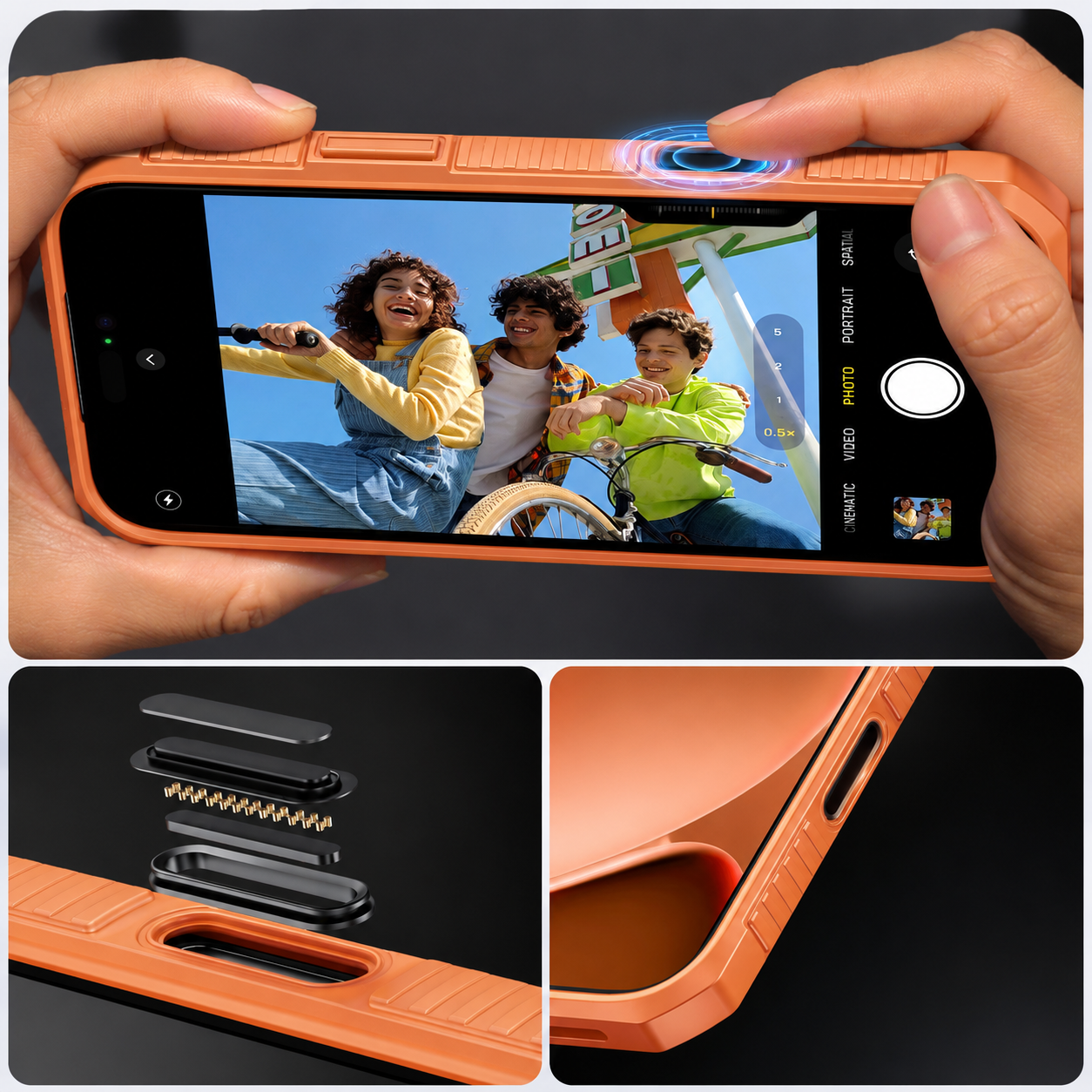 Premium iPhone Case Wallet Card Holder Sliding Camera Cover Foldable Stand Shockproof PC TPU Protective Full Coverage Design