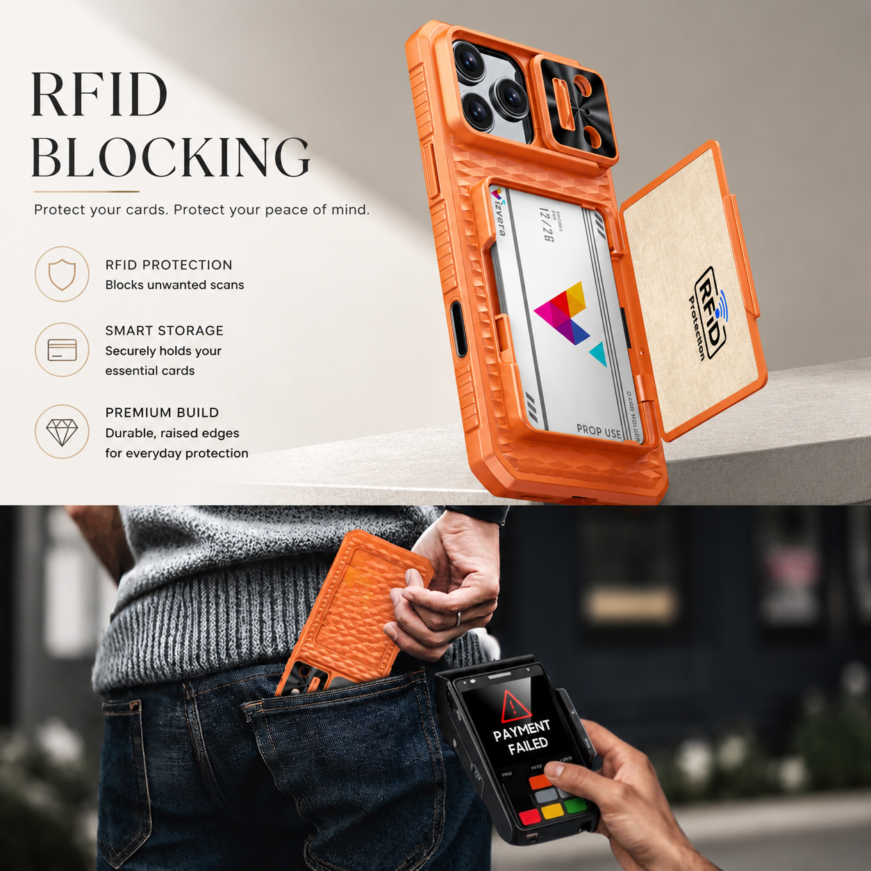 Premium iPhone Case Wallet Card Holder Sliding Camera Cover Foldable Stand Shockproof PC TPU Protective Full Coverage Design
