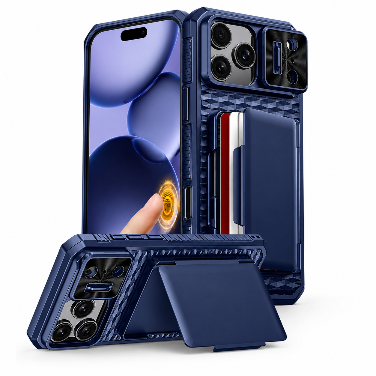 Premium iPhone Case Wallet Card Holder Sliding Camera Cover Shockproof Dual Layer Heavy Duty Protective Cover Stand Full Coverage Anti Scratch Design