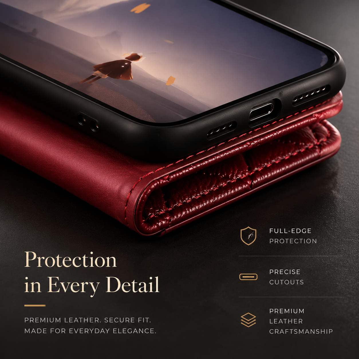 Premium iPhone Case Wallet Flip Leather Cover PU Leather Card Holder Magnetic Closure Shockproof Protective Case Stand Function Full Coverage Design