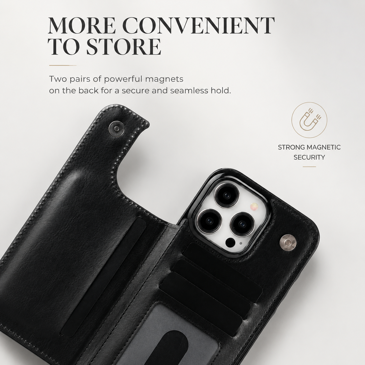 Premium iPhone Case Wallet Flip PU Leather Cover Card Holder Magnetic Closure Shockproof Protective Case Secure Pocket Full Coverage Design