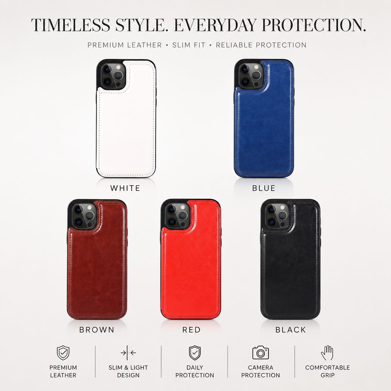 Premium iPhone Case Wallet Flip PU Leather Cover Card Holder Magnetic Closure Shockproof Protective Case Secure Pocket Full Coverage Design