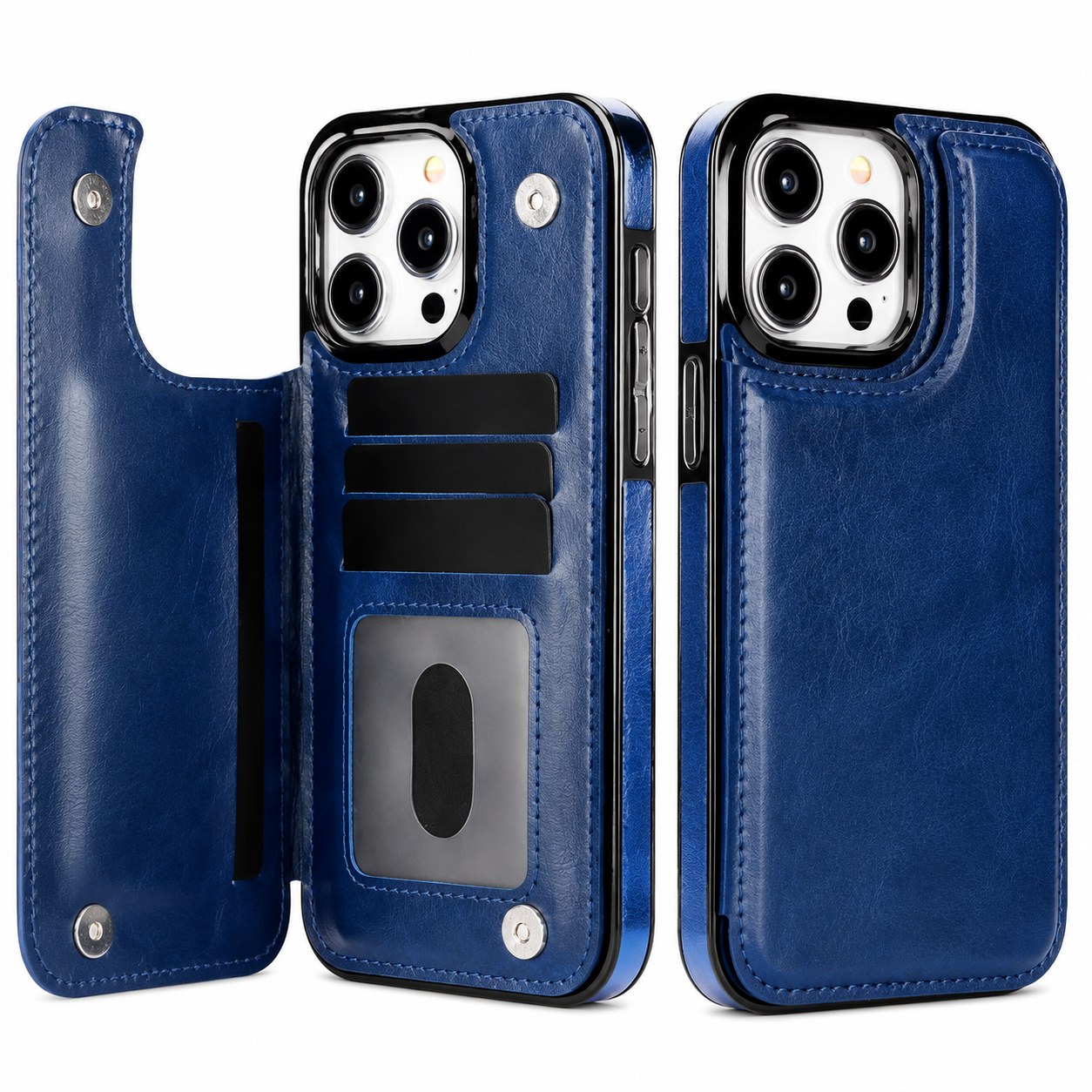 Premium iPhone Case Wallet Flip PU Leather Cover Card Holder Magnetic Closure Shockproof Protective Case Secure Pocket Full Coverage Design