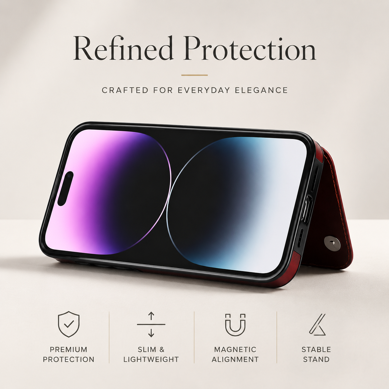 Premium iPhone Case Wallet Flip PU Leather Cover Card Holder Magnetic Closure Shockproof Protective Case Secure Pocket Full Coverage Design