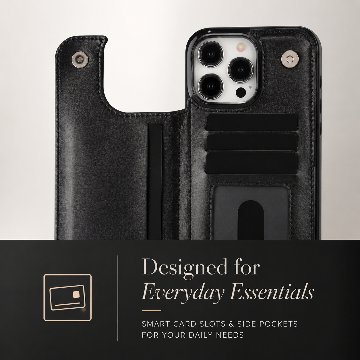Premium iPhone Case Wallet Flip PU Leather Cover Card Holder Magnetic Closure Shockproof Protective Case Secure Pocket Full Coverage Design