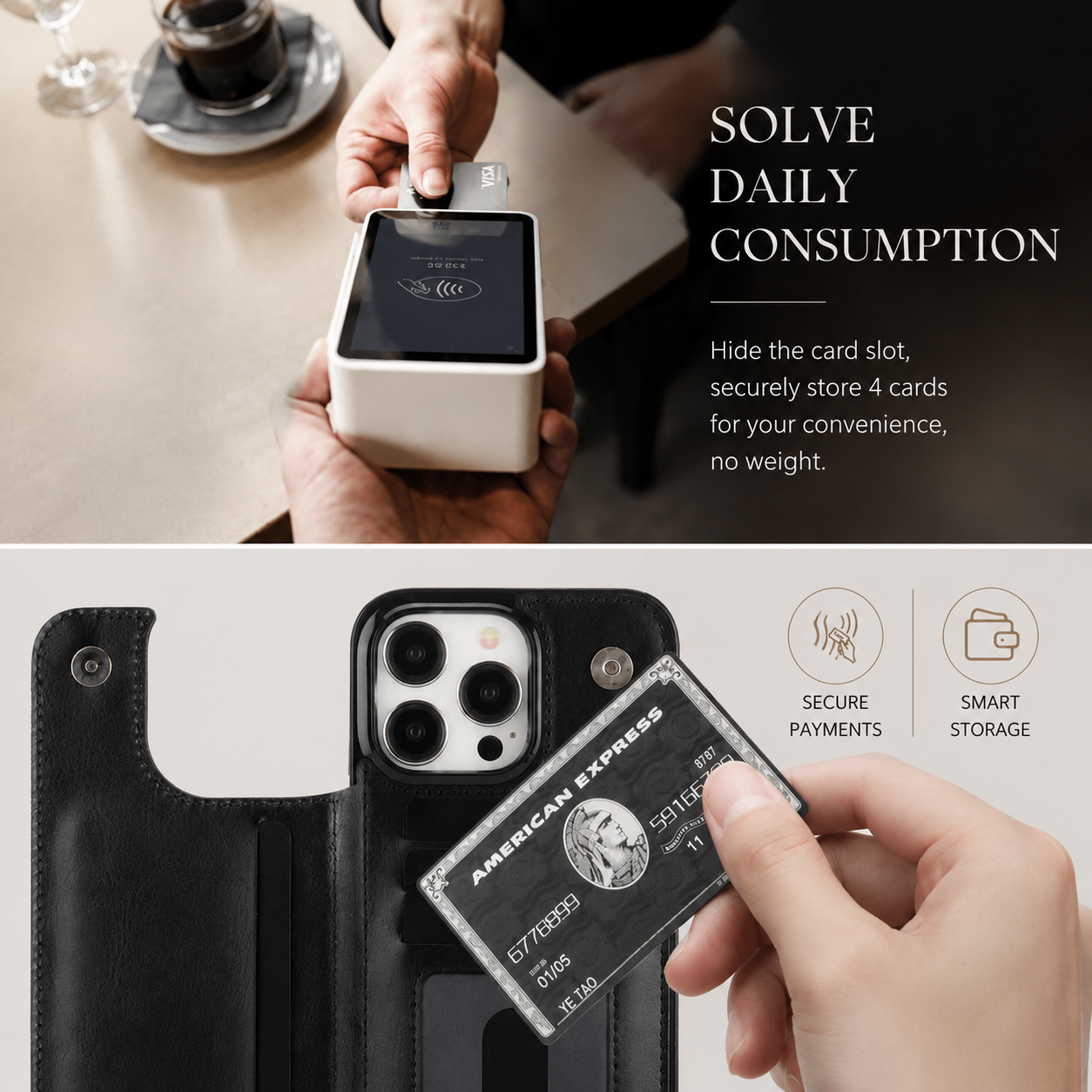 Premium iPhone Case Wallet Flip PU Leather Cover Card Holder Magnetic Closure Shockproof Protective Case Secure Pocket Full Coverage Design