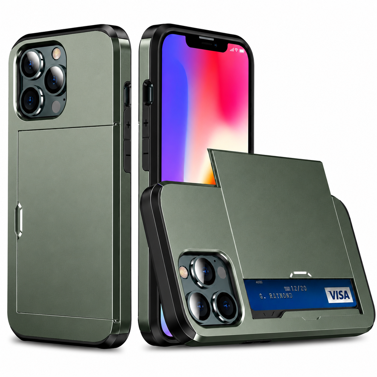 Premium iPhone Case Wallet MagSafe Compatible Dual Layer Slider Card Holder Protective Cover Shockproof Camera Protection Slim Rugged Design