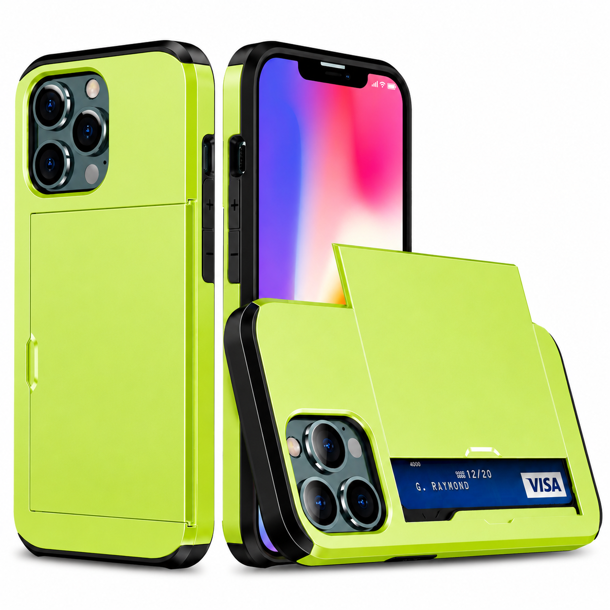 Premium iPhone Case Wallet MagSafe Compatible Dual Layer Slider Card Holder Protective Cover Shockproof Camera Protection Slim Rugged Design