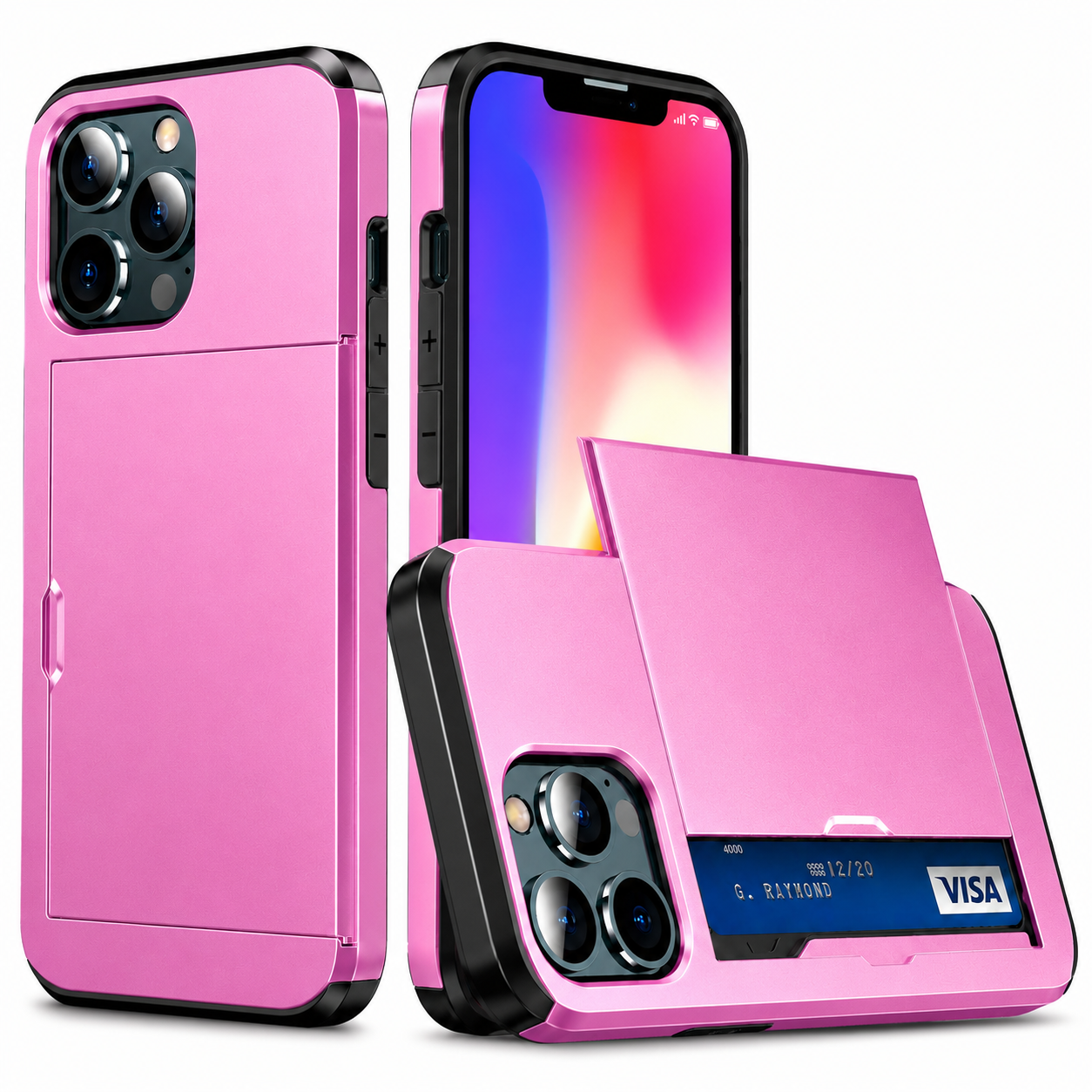 Premium iPhone Case Wallet MagSafe Compatible Dual Layer Slider Card Holder Protective Cover Shockproof Camera Protection Slim Rugged Design