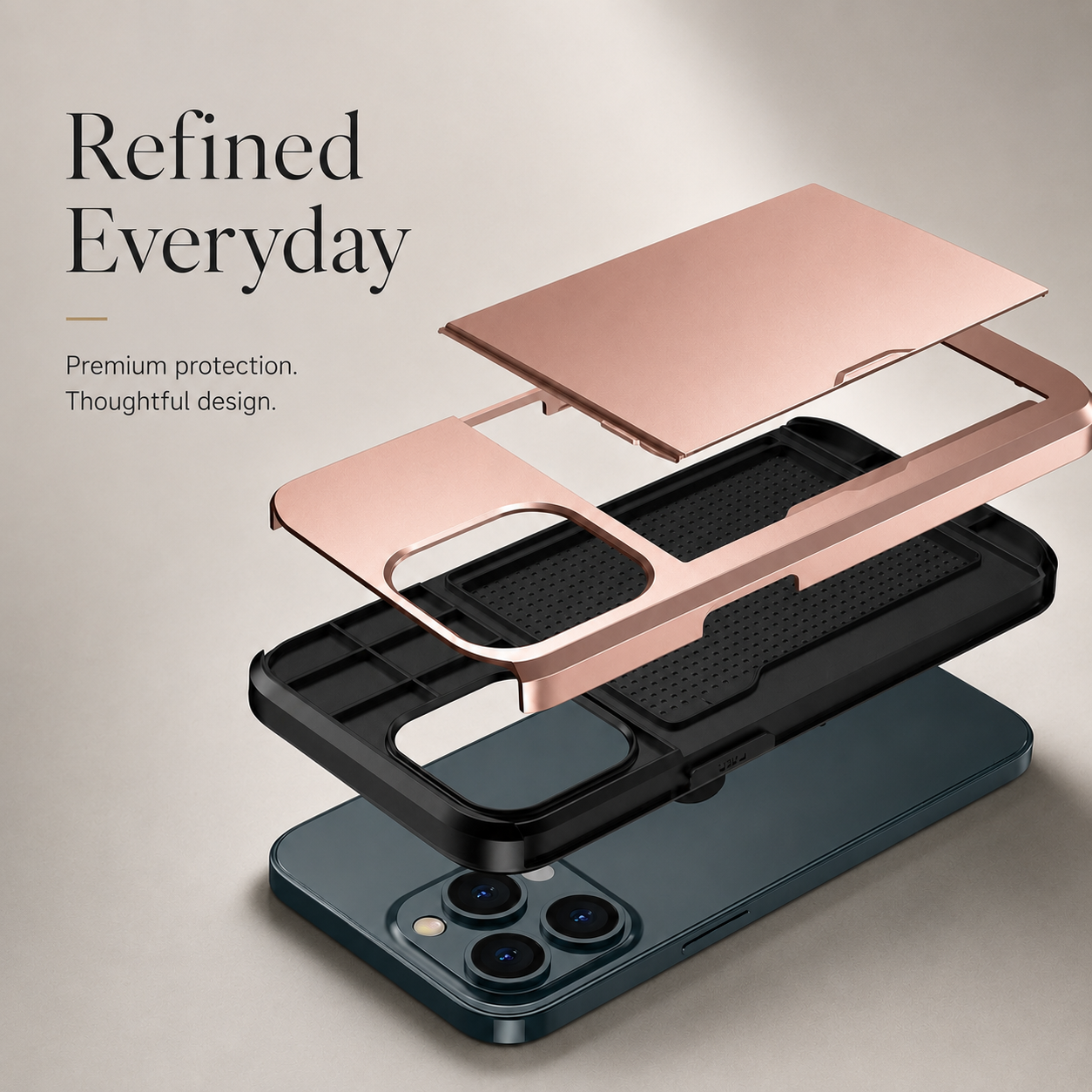Premium iPhone Case Wallet MagSafe Compatible Dual Layer Slider Card Holder Protective Cover Shockproof Camera Protection Slim Rugged Design