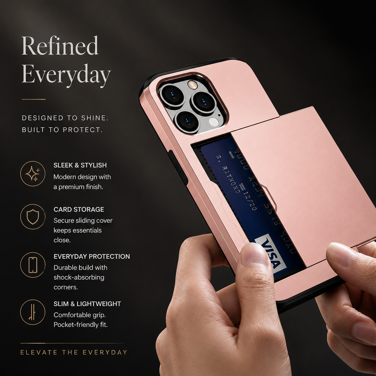 Premium iPhone Case Wallet MagSafe Compatible Dual Layer Slider Card Holder Protective Cover Shockproof Camera Protection Slim Rugged Design