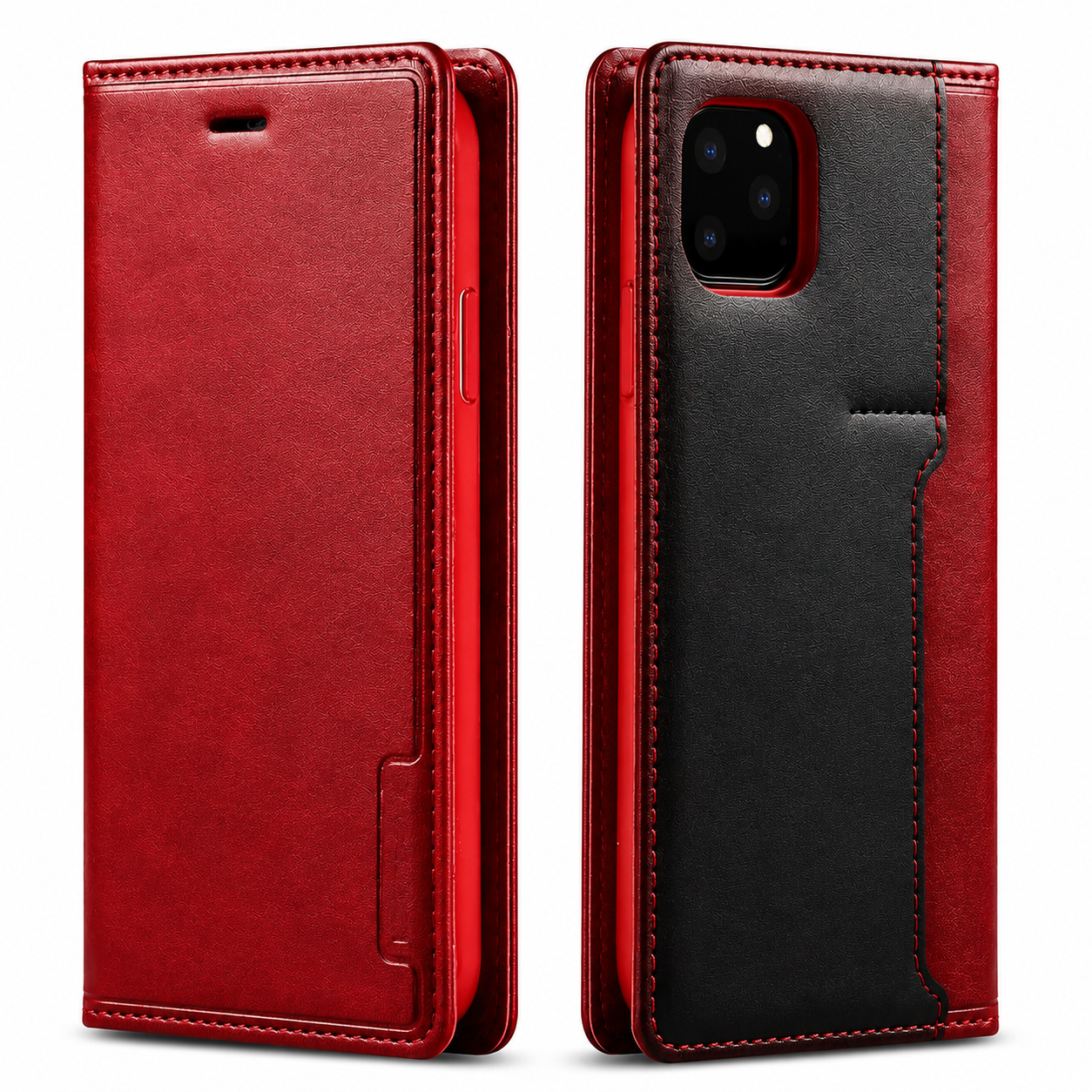 Premium iPhone Case Wallet MagSafe Compatible Leather Flip Cover Card Holder SIM Card Storage Shockproof Protective Full Body Stand Design