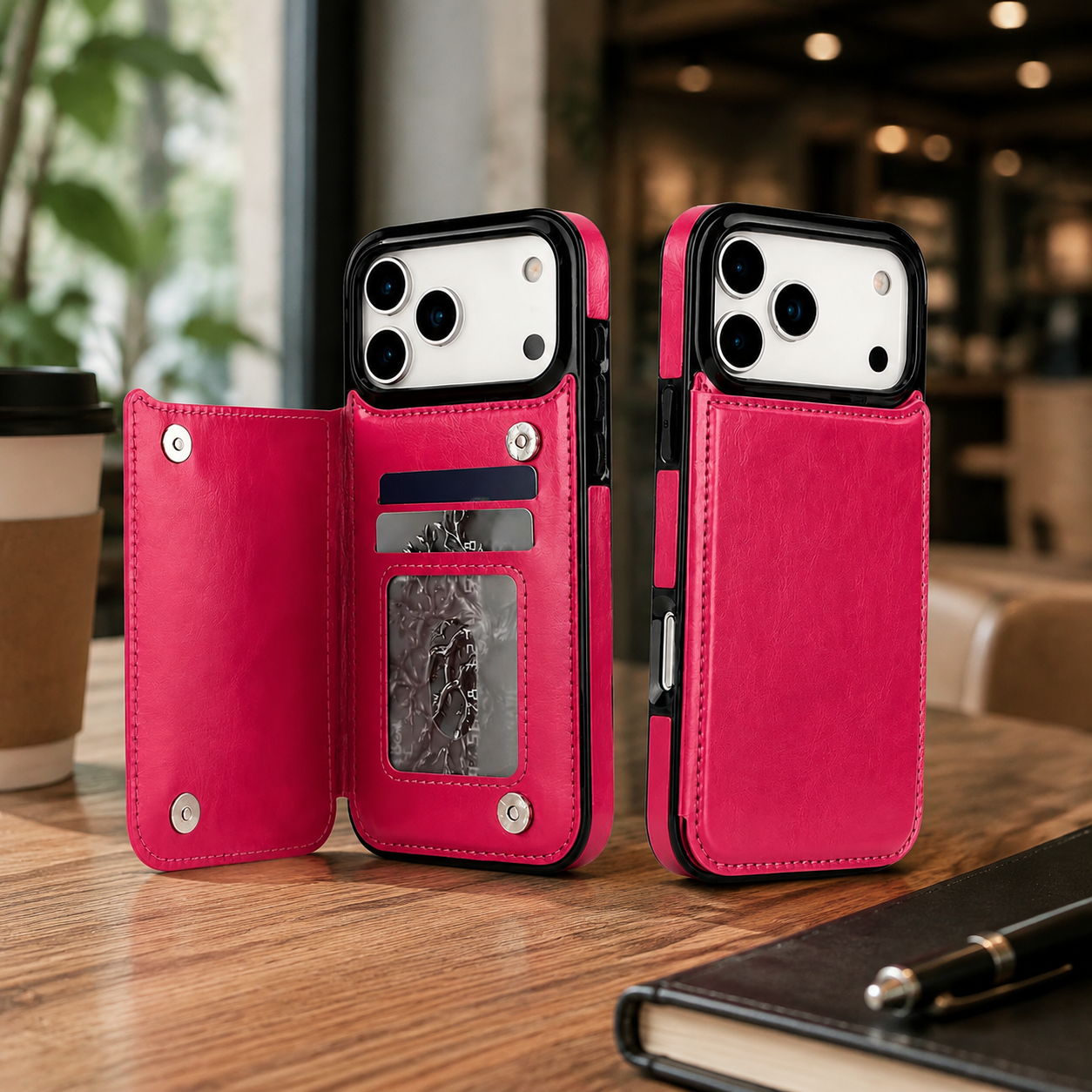 Premium iPhone Case Wallet Magnetic Flip Cover Card Holder Faux Leather Kickstand Shockproof Camera Lens Guard Full Coverage