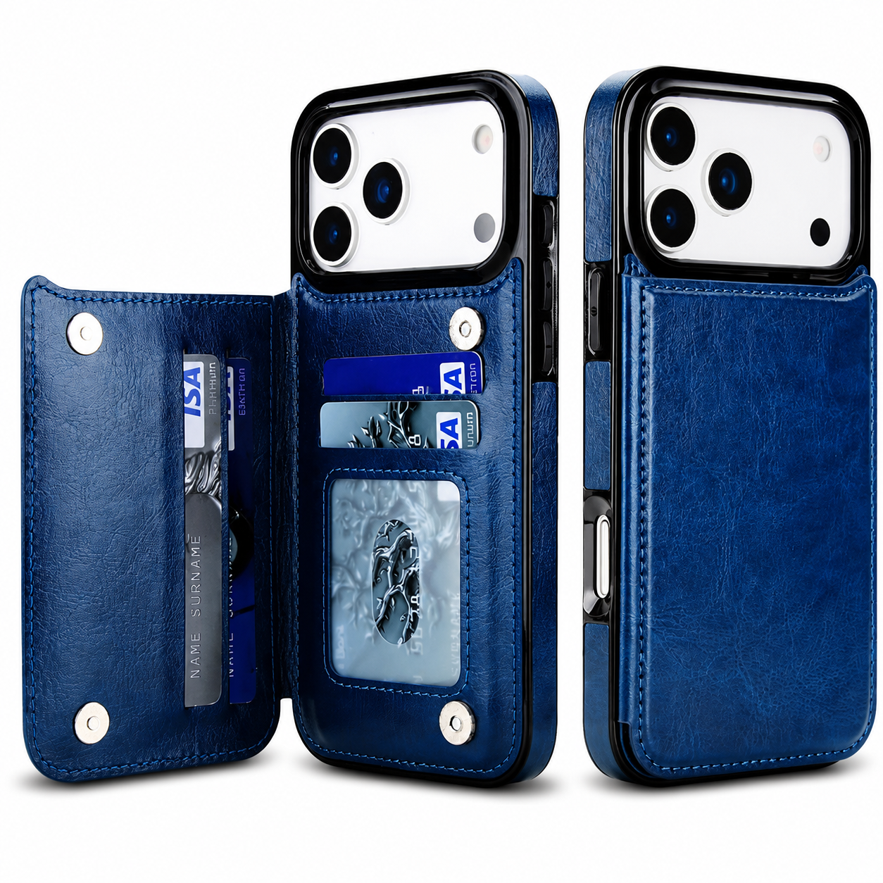 Premium iPhone Case Wallet Magnetic Flip Cover Card Holder Faux Leather Kickstand Shockproof Camera Lens Guard Full Coverage