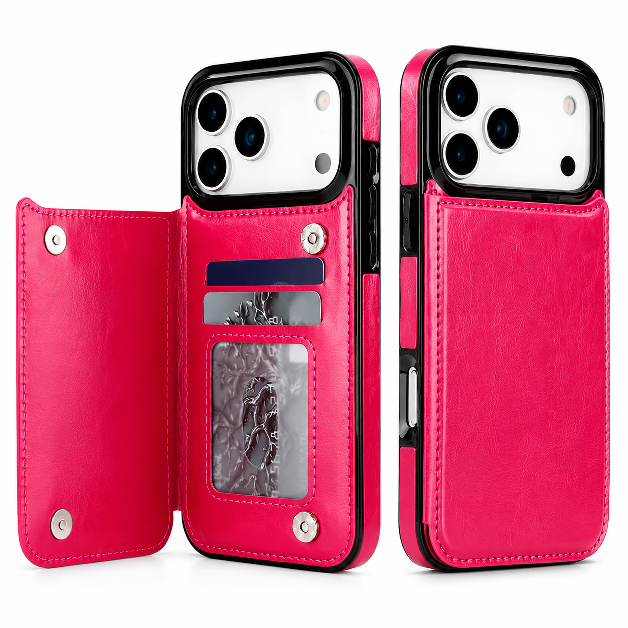 Premium iPhone Case Wallet Magnetic Flip Cover Card Holder Faux Leather Kickstand Shockproof Camera Lens Guard Full Coverage